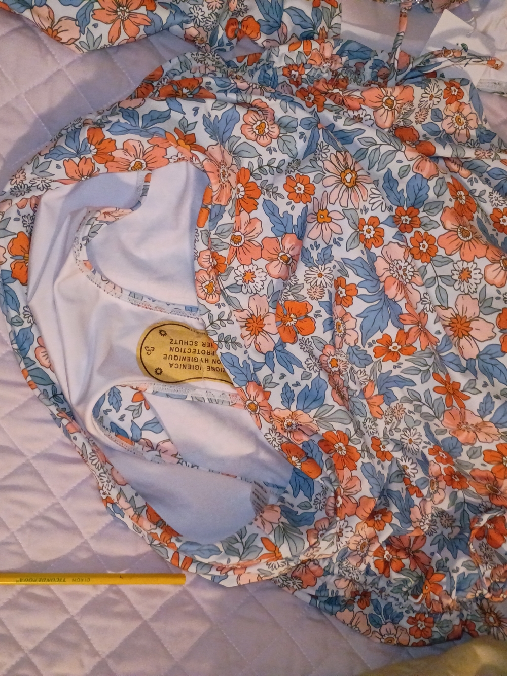 Floral Ruched Tankini Swimsuit Coral & Blue - Picture 6 of 6